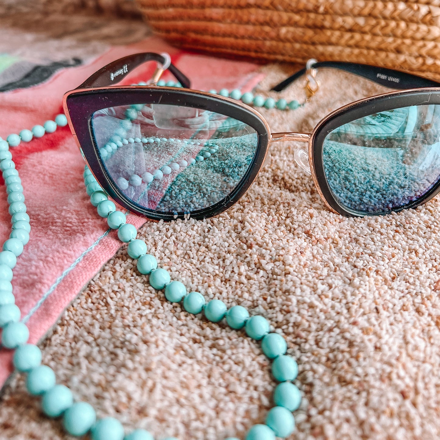 Beaded Blue Sun Glasses Necklace