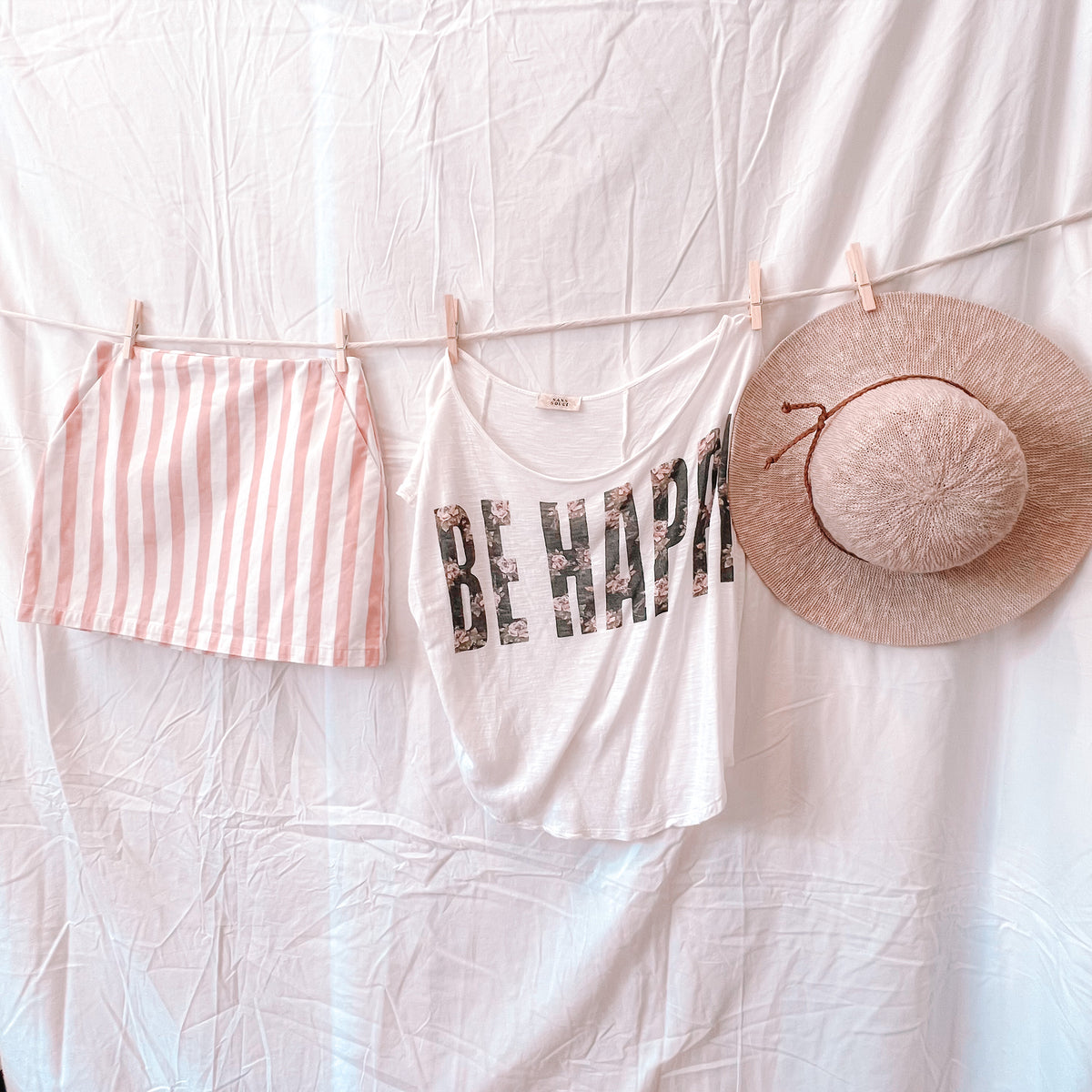 Pink and White Mini Skirt