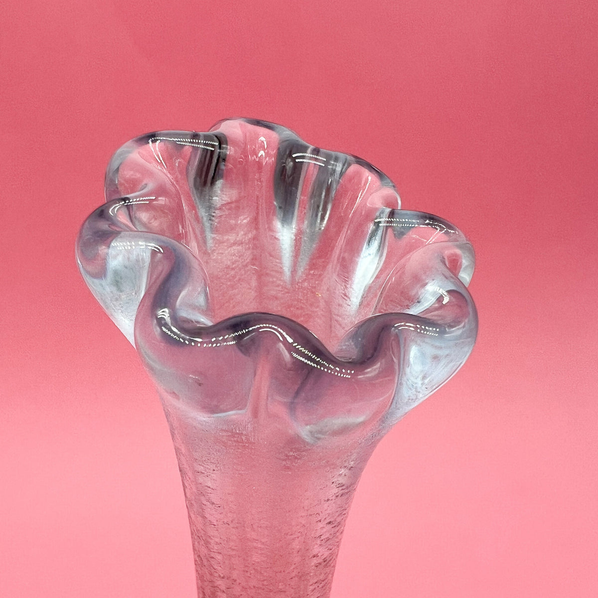 Vintage Fenton Iridescent Blue Glass Vase