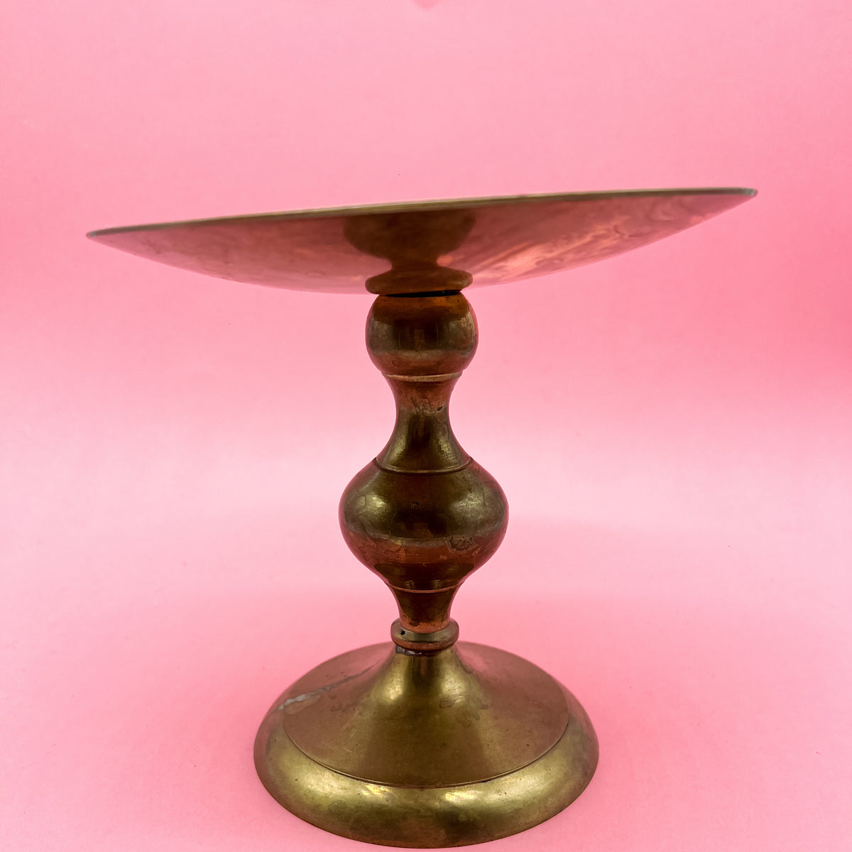 Vintage Brass Oversized Pillar Candle Holder - Gold Metal Candleholder