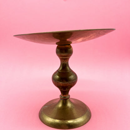 Vintage Brass Oversized Pillar Candle Holder - Gold Metal Candleholder
