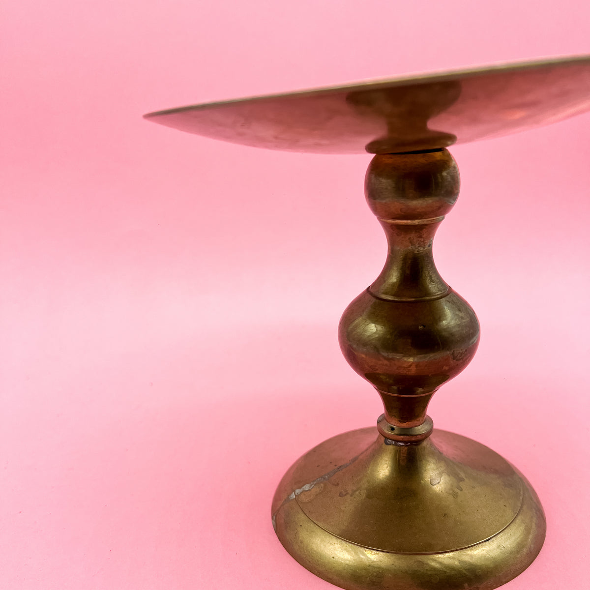 Vintage Brass Oversized Pillar Candle Holder - Gold Metal Candleholder