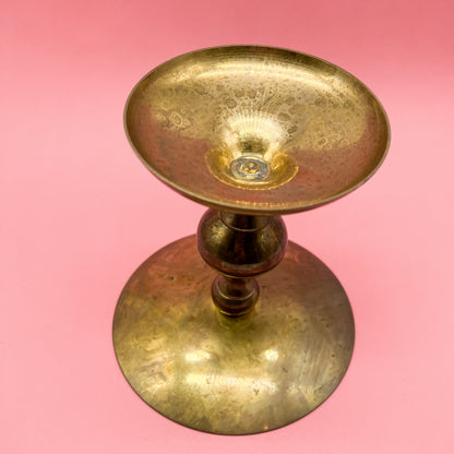 Vintage Brass Oversized Pillar Candle Holder - Gold Metal Candleholder