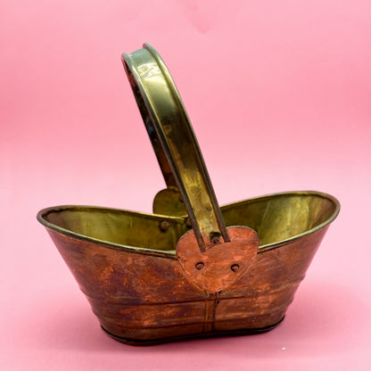 Brass Basket with  Moving Handle Vintage India