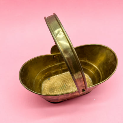 Brass Basket with  Moving Handle Vintage India
