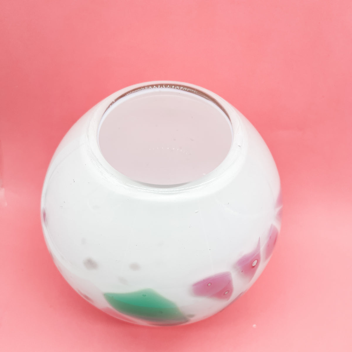 Sturdy Confetti Pastel and White Glass Blown Vase