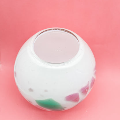 Sturdy Confetti Pastel and White Glass Blown Vase