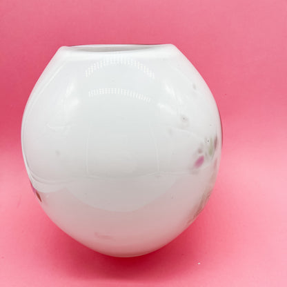 Sturdy Confetti Pastel and White Glass Blown Vase