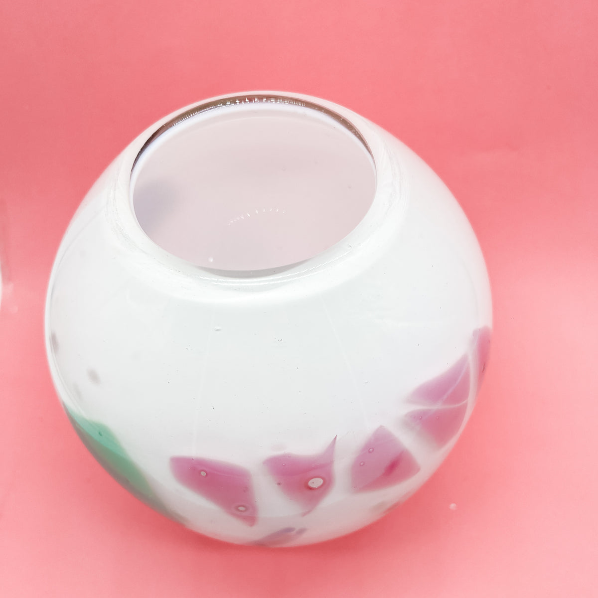 Sturdy Confetti Pastel and White Glass Blown Vase