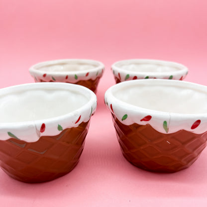 Ice Cream Waffle Cone Sprinkles Ceramic Dessert Bowl