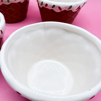 Ice Cream Waffle Cone Sprinkles Ceramic Dessert Bowl
