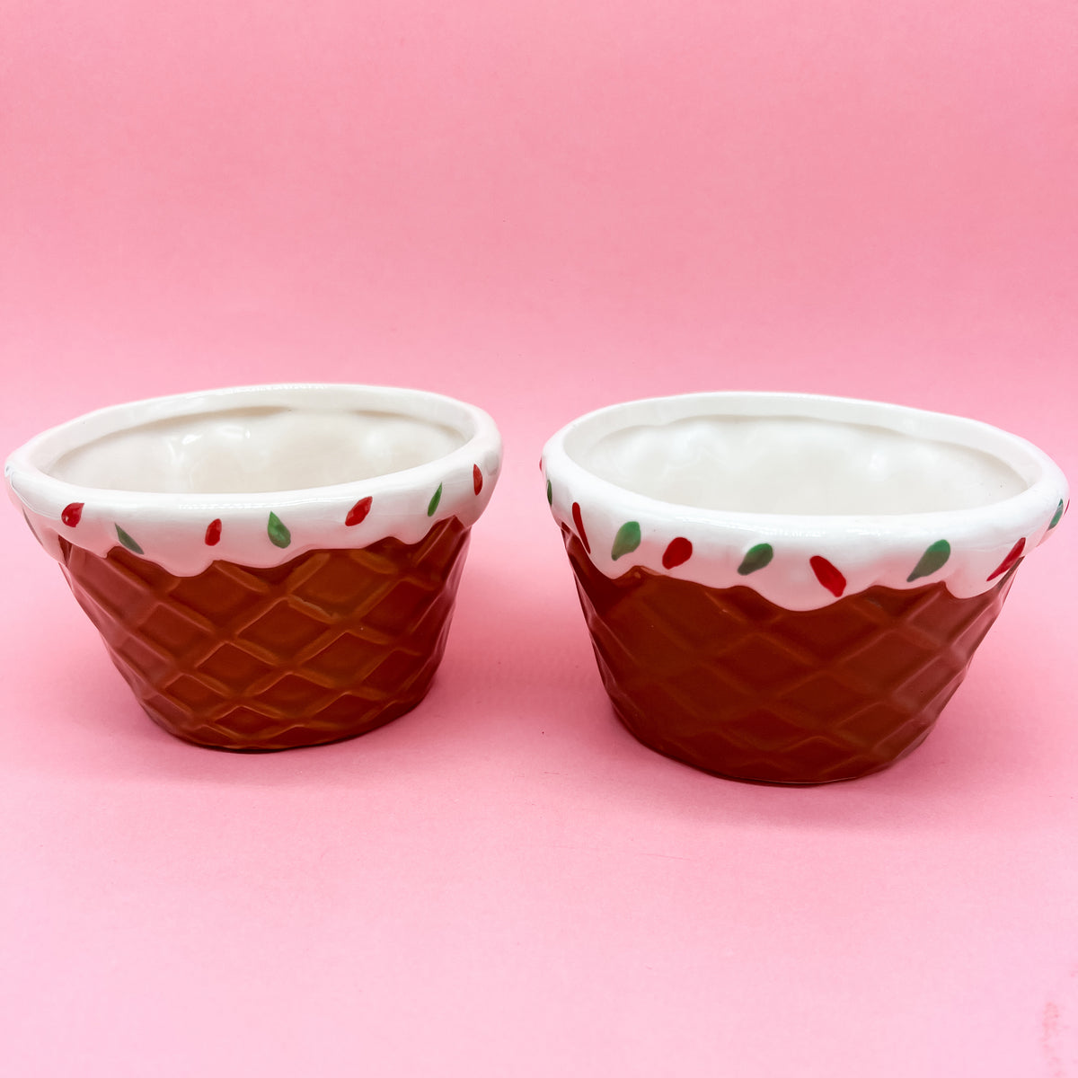 Ice Cream Waffle Cone Sprinkles Ceramic Dessert Bowl