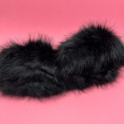 Black Faux Fur Cuffs for wrists