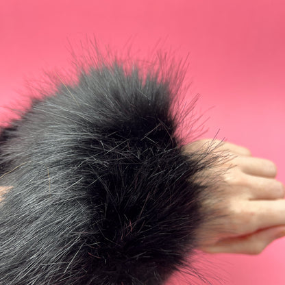 Black Faux Fur Cuffs for wrists