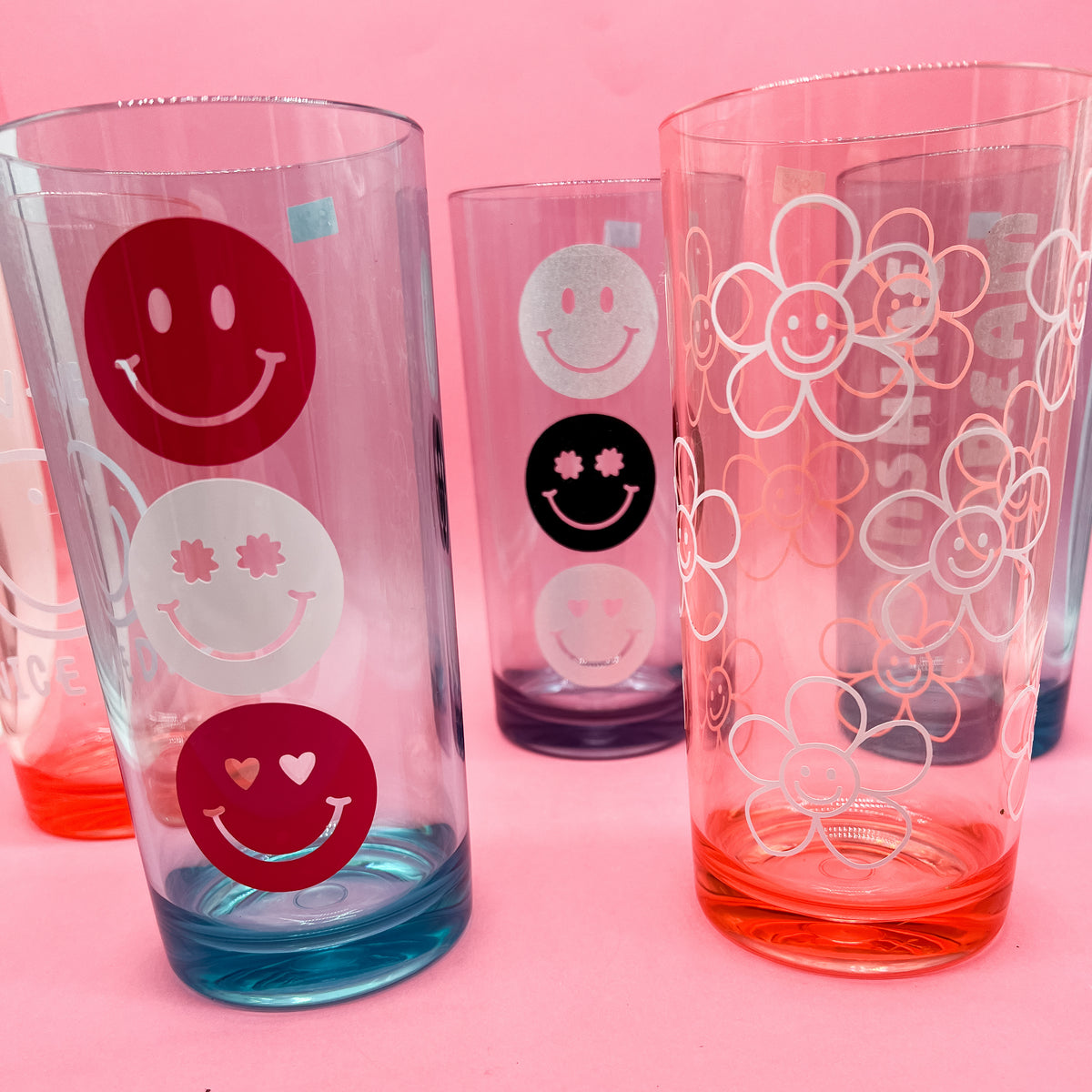 Colorful and Fun Smiley Acrylic Glasses Plastic Cups Tumblers