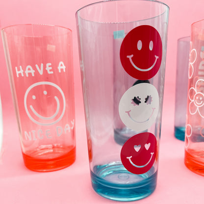 Colorful and Fun Smiley Acrylic Glasses Plastic Cups Tumblers