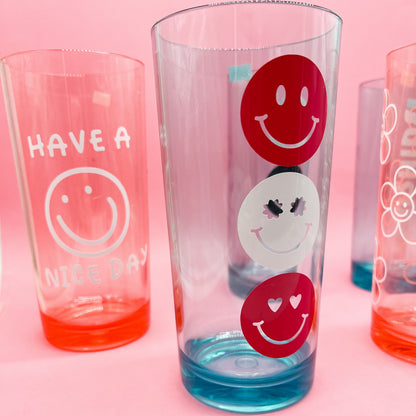 Colorful and Fun Smiley Acrylic Glasses Plastic Cups Tumblers