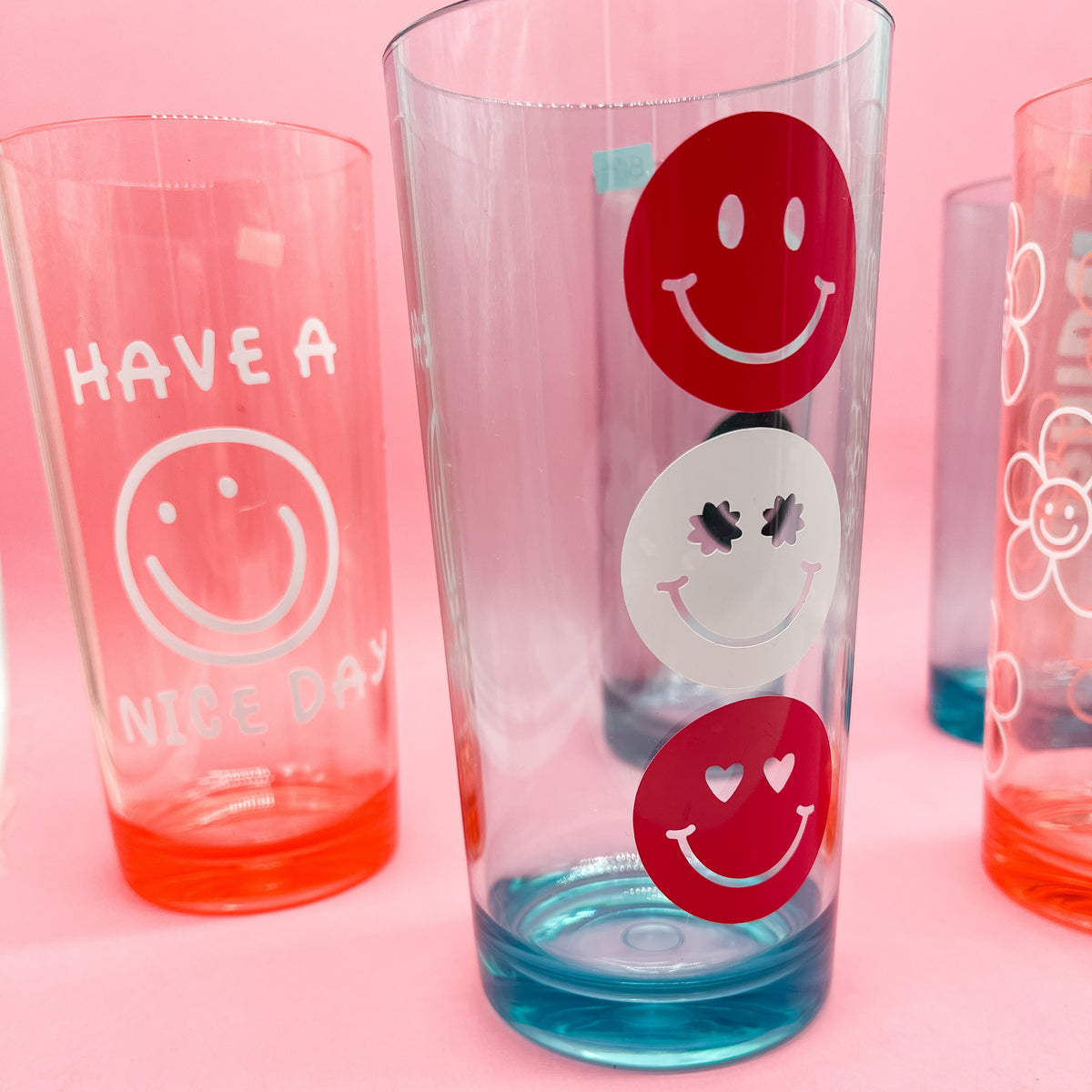 Colorful and Fun Smiley Acrylic Glasses Plastic Cups Tumblers