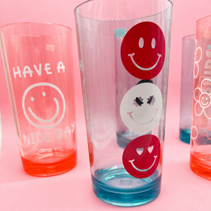 Colorful and Fun Smiley Acrylic Glasses Plastic Cups Tumblers