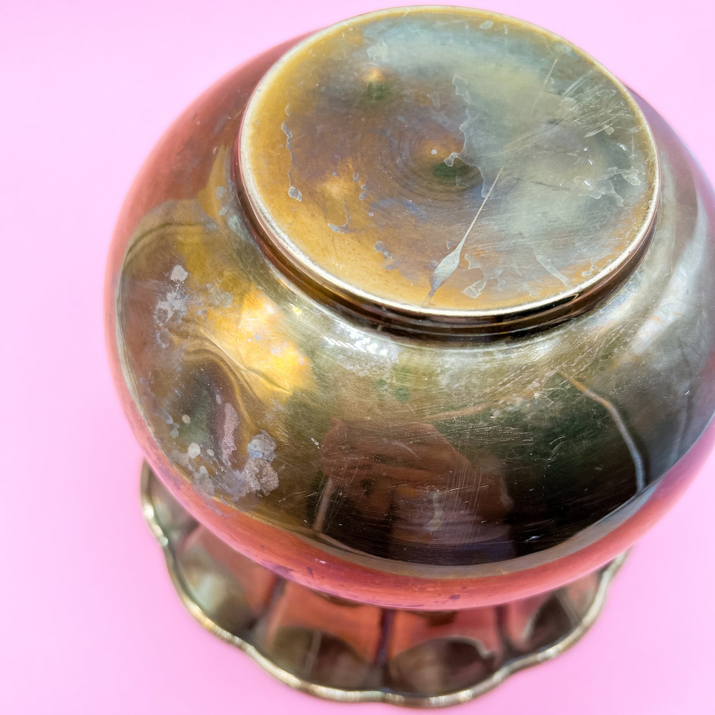 Vintage Brass Vase/Planter |  Gold  Metal Flower Vase