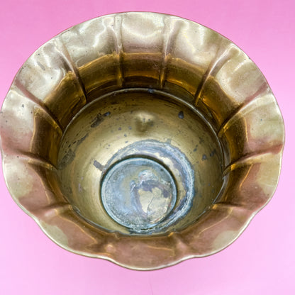 Vintage Brass Vase/Planter |  Gold  Metal Flower Vase