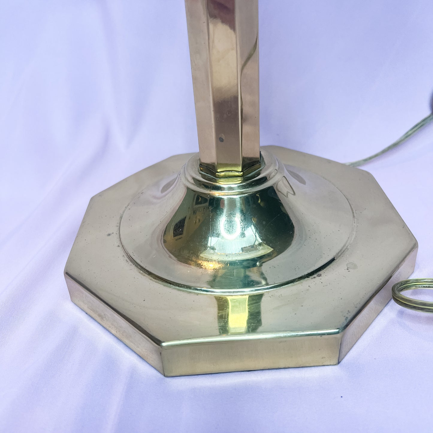 Vintage rippled clear glass shade banker’s desk lamp | Vintage bankers desk lamp | Vintage brass and glass desk lamp