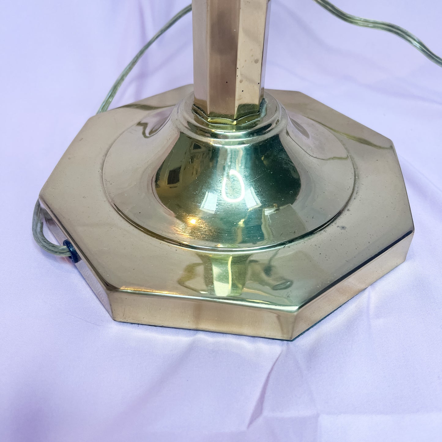 Vintage rippled clear glass shade banker’s desk lamp | Vintage bankers desk lamp | Vintage brass and glass desk lamp