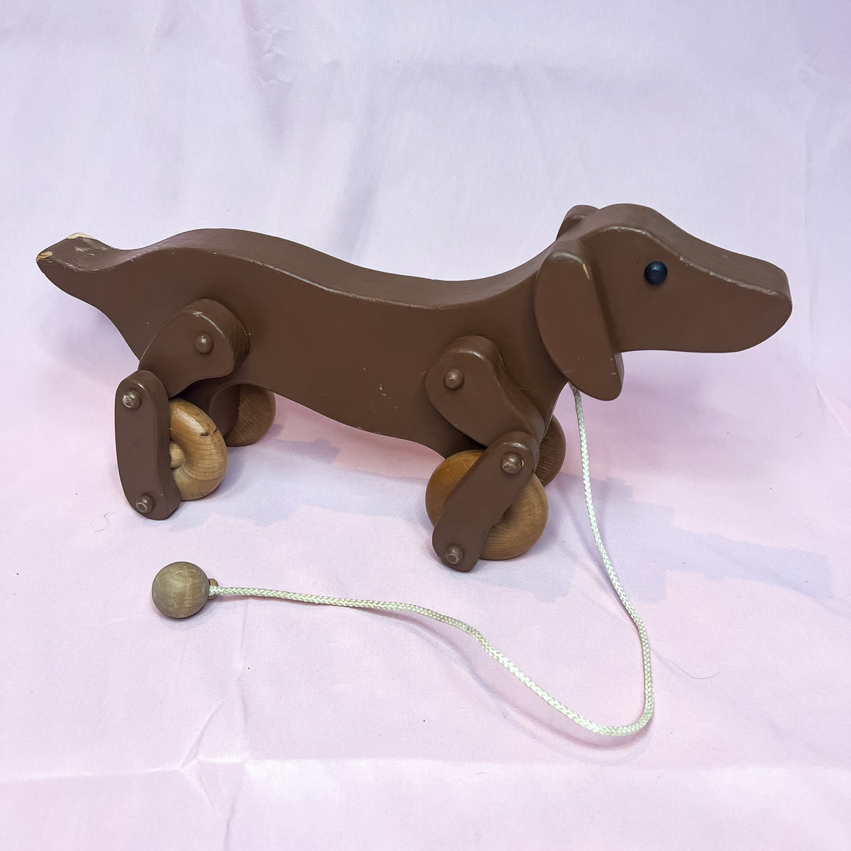Vintage All Wood Dachshund Dog Pull Toy