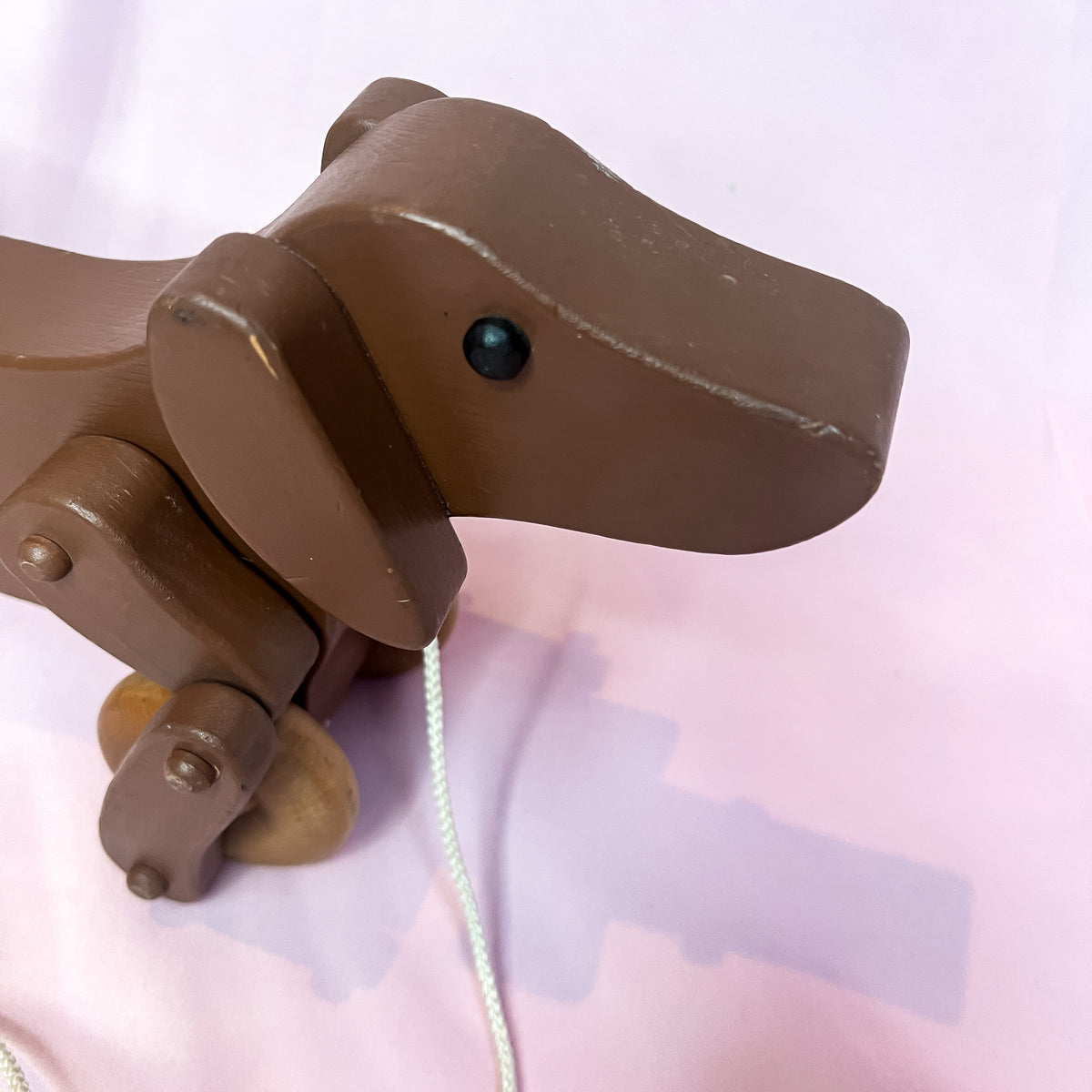 Vintage All Wood Dachshund Dog Pull Toy