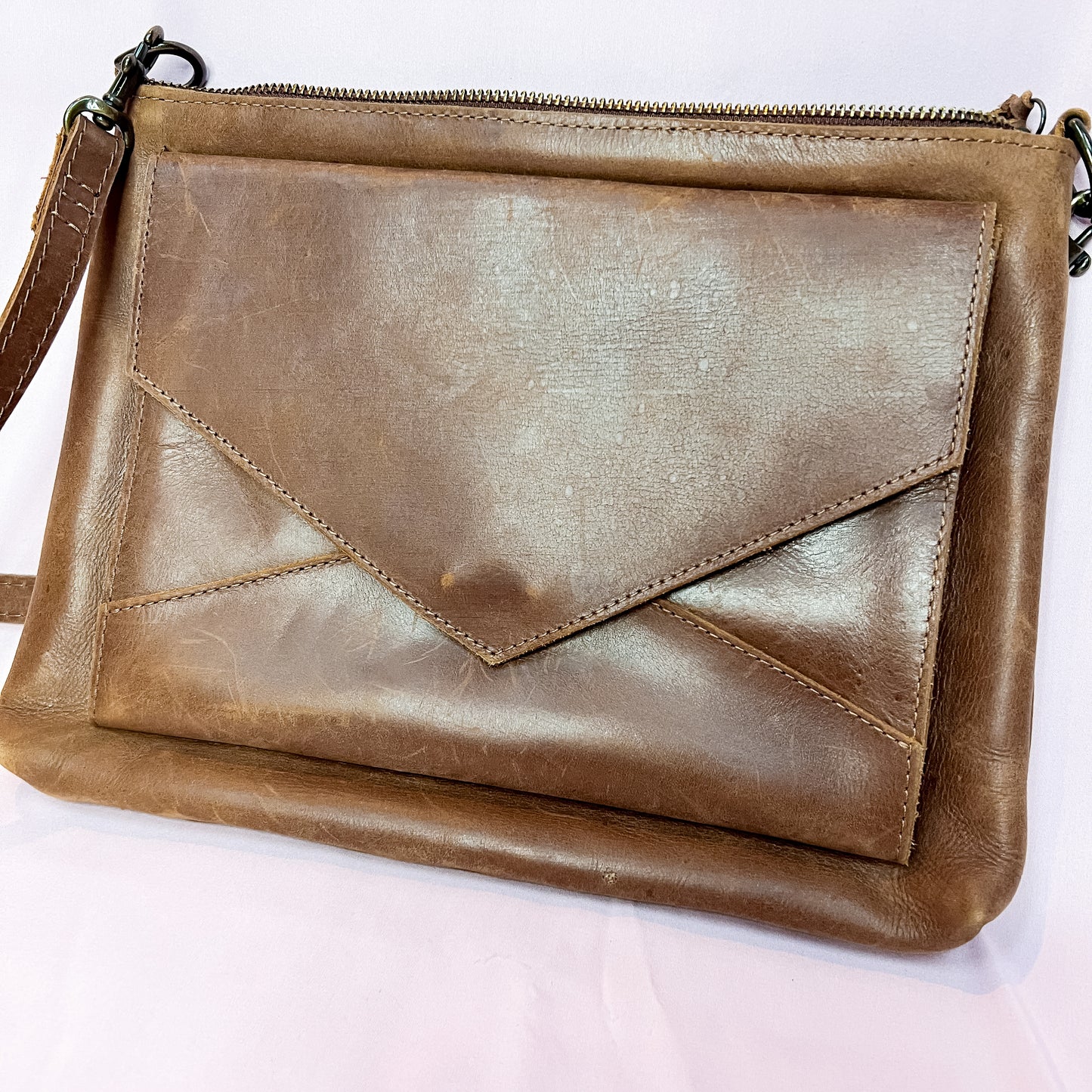 Able Solome Crossbody Purse Bag - Brown Leather