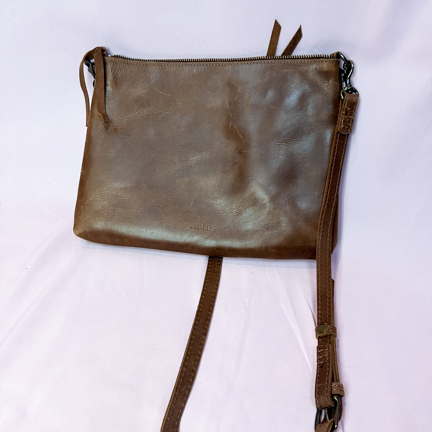 Able Solome Crossbody Purse Bag - Brown Leather