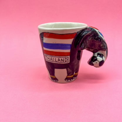 Thailand Painted Elephant Handle Soccer Ball Coffee Tea Mug