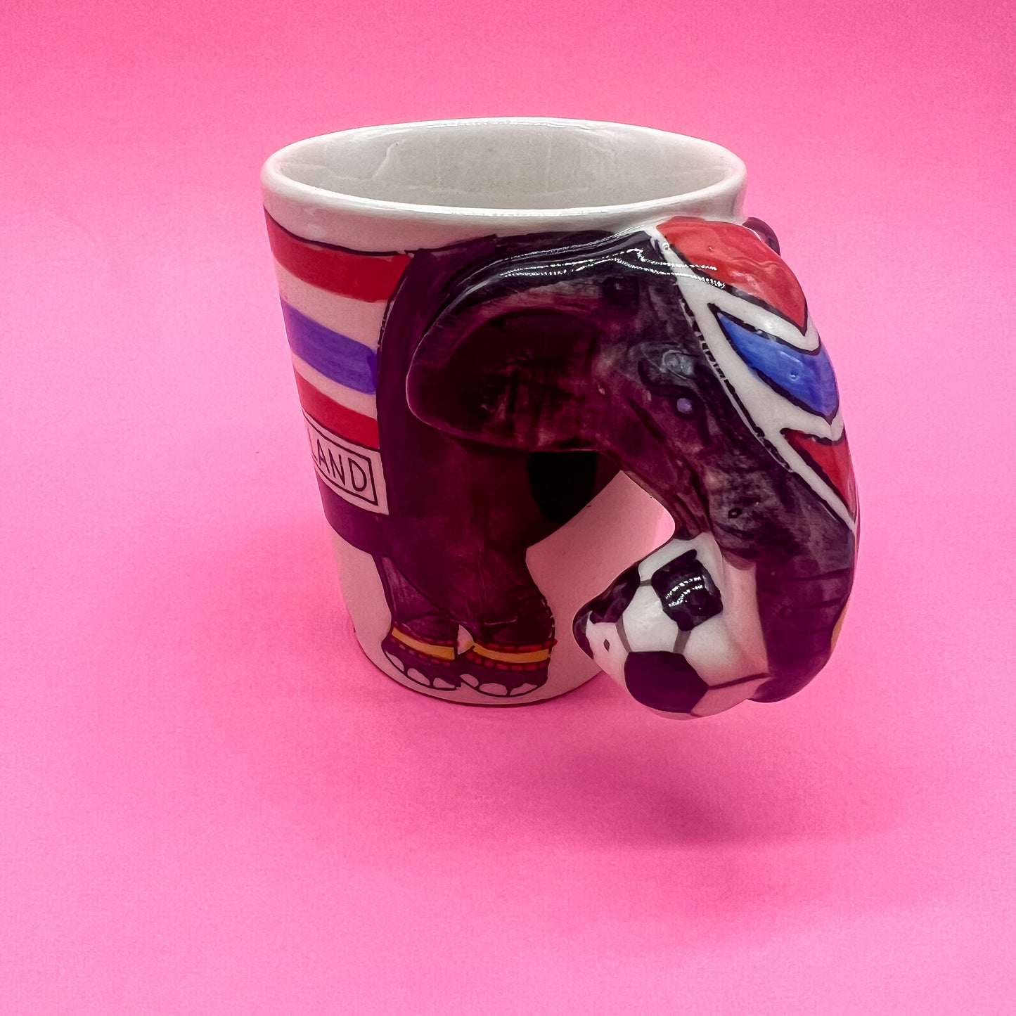 Thailand Painted Elephant Handle Soccer Ball Coffee Tea Mug