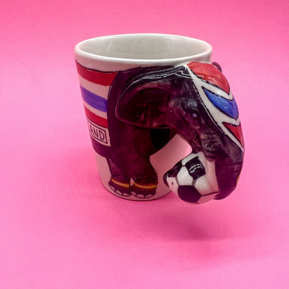 Thailand Painted Elephant Handle Soccer Ball Coffee Tea Mug
