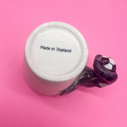 Thailand Painted Elephant Handle Soccer Ball Coffee Tea Mug