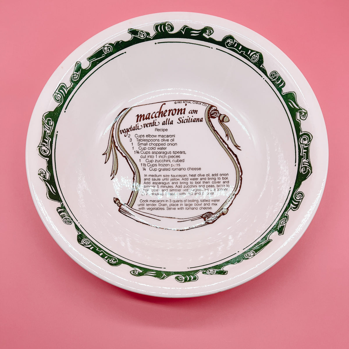 Royal China Maccheroni Pasta Recipe Large Serving Bowl