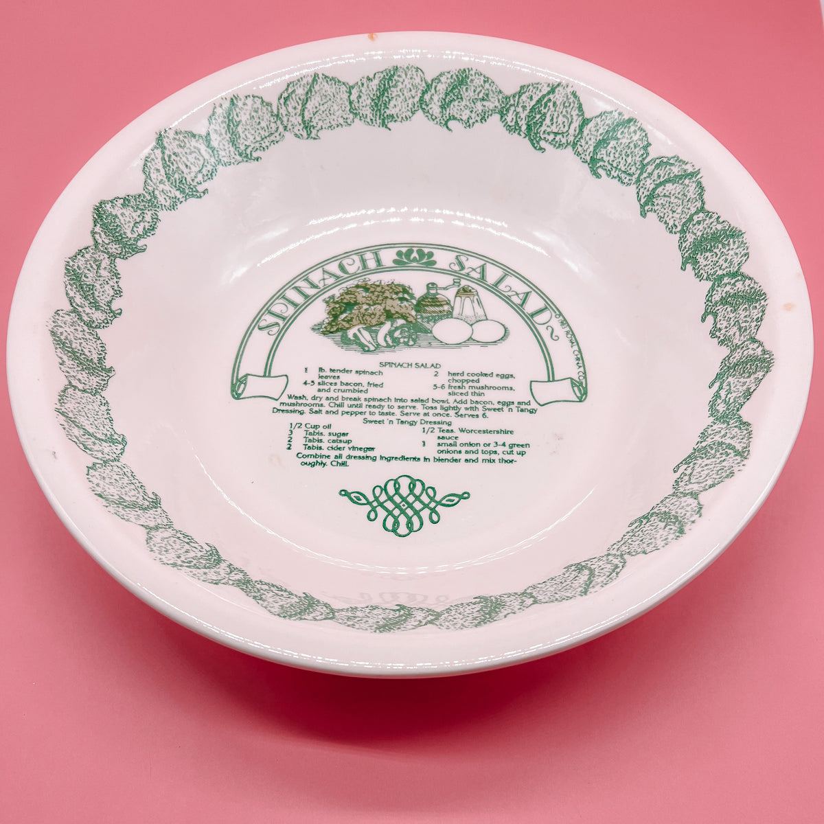 Royal China Spinach Salad Recipe Large Serving Bowl