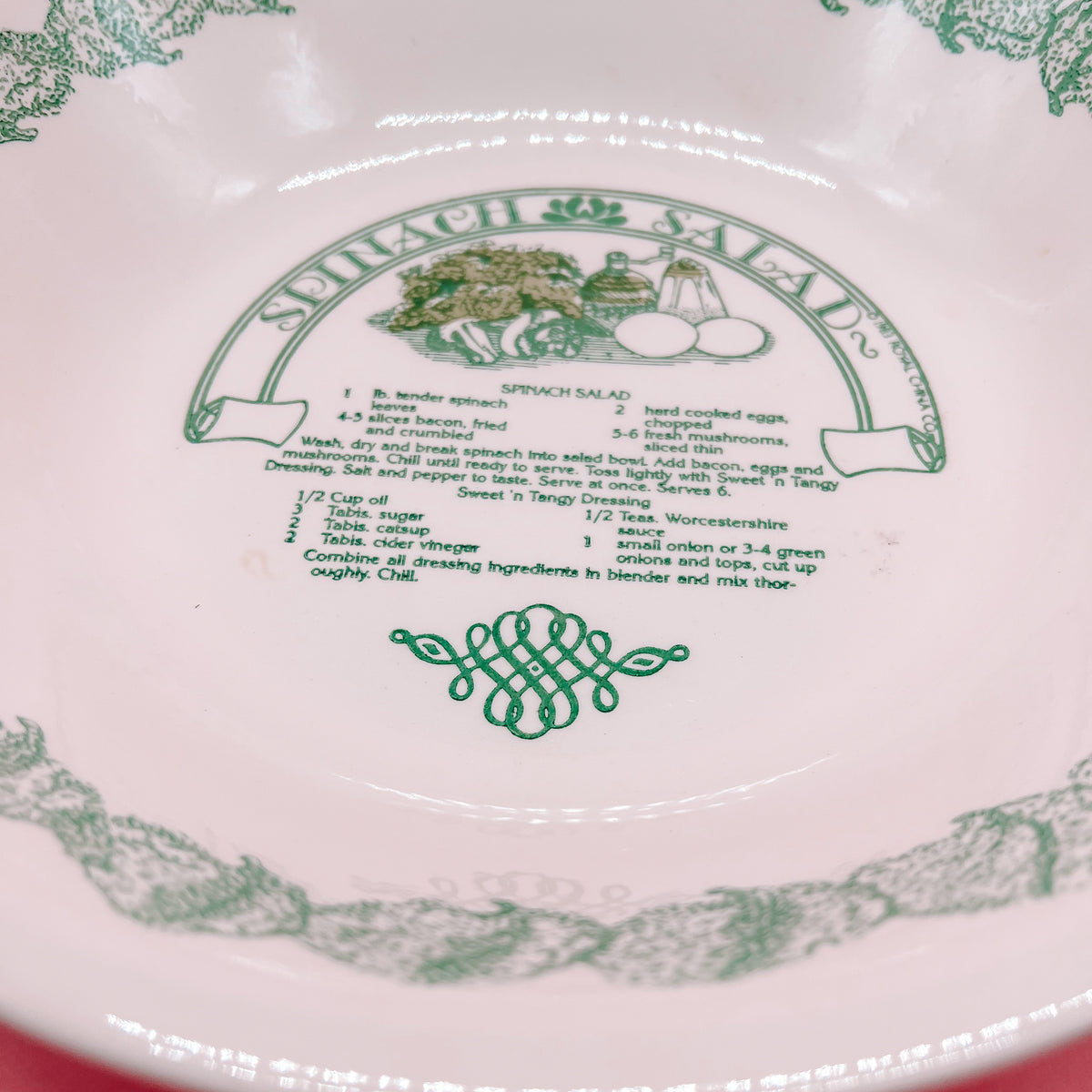 Royal China Spinach Salad Recipe Large Serving Bowl