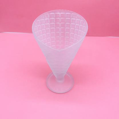 Vintage Ice Cream Waffle Cone Shaped Frosted Dessert Sundae Glass