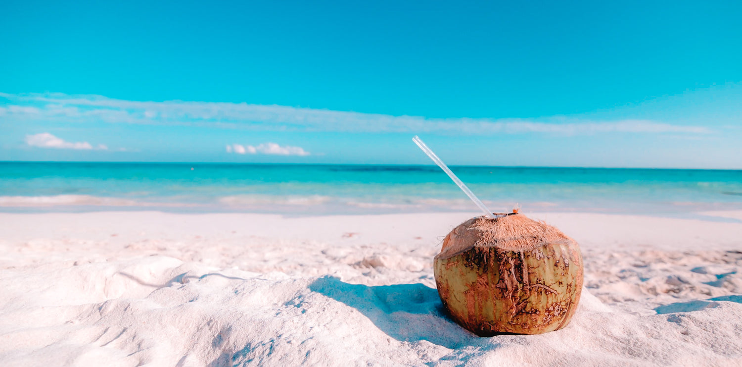 coconut drink on the beach