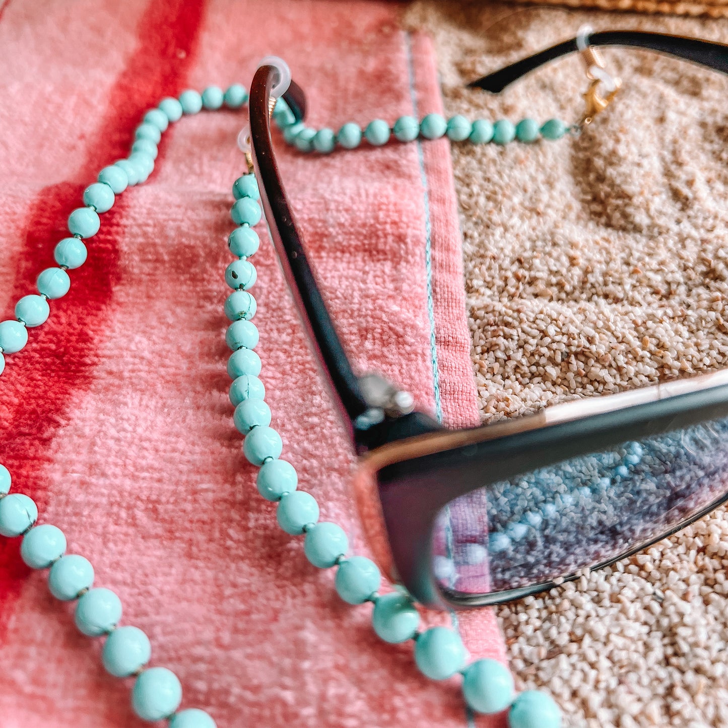 Beaded Blue Sun Glasses Necklace