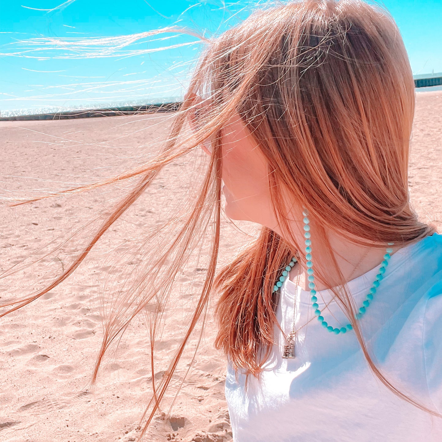 Beaded Blue Sun Glasses Necklace