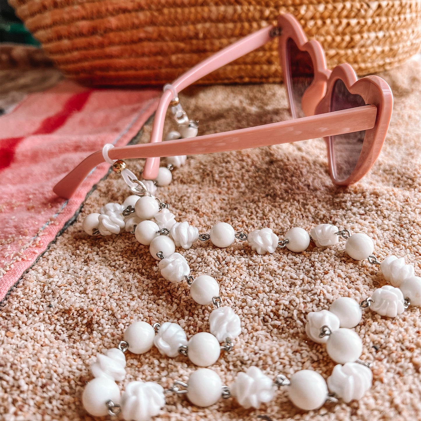 White Sun Glasses Necklace
