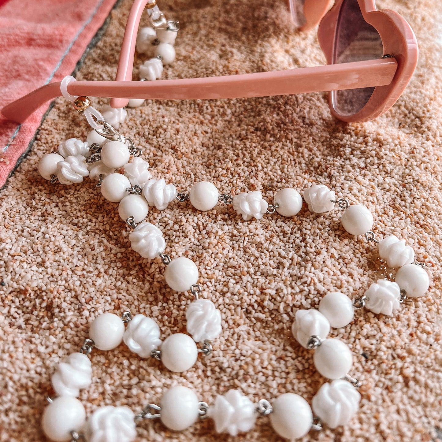 White Sun Glasses Necklace