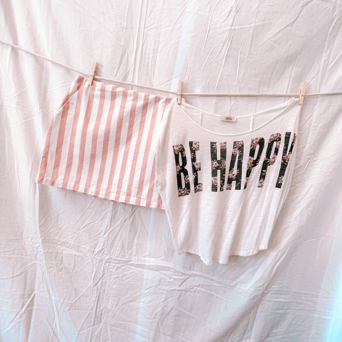 Pink and White Mini Skirt
