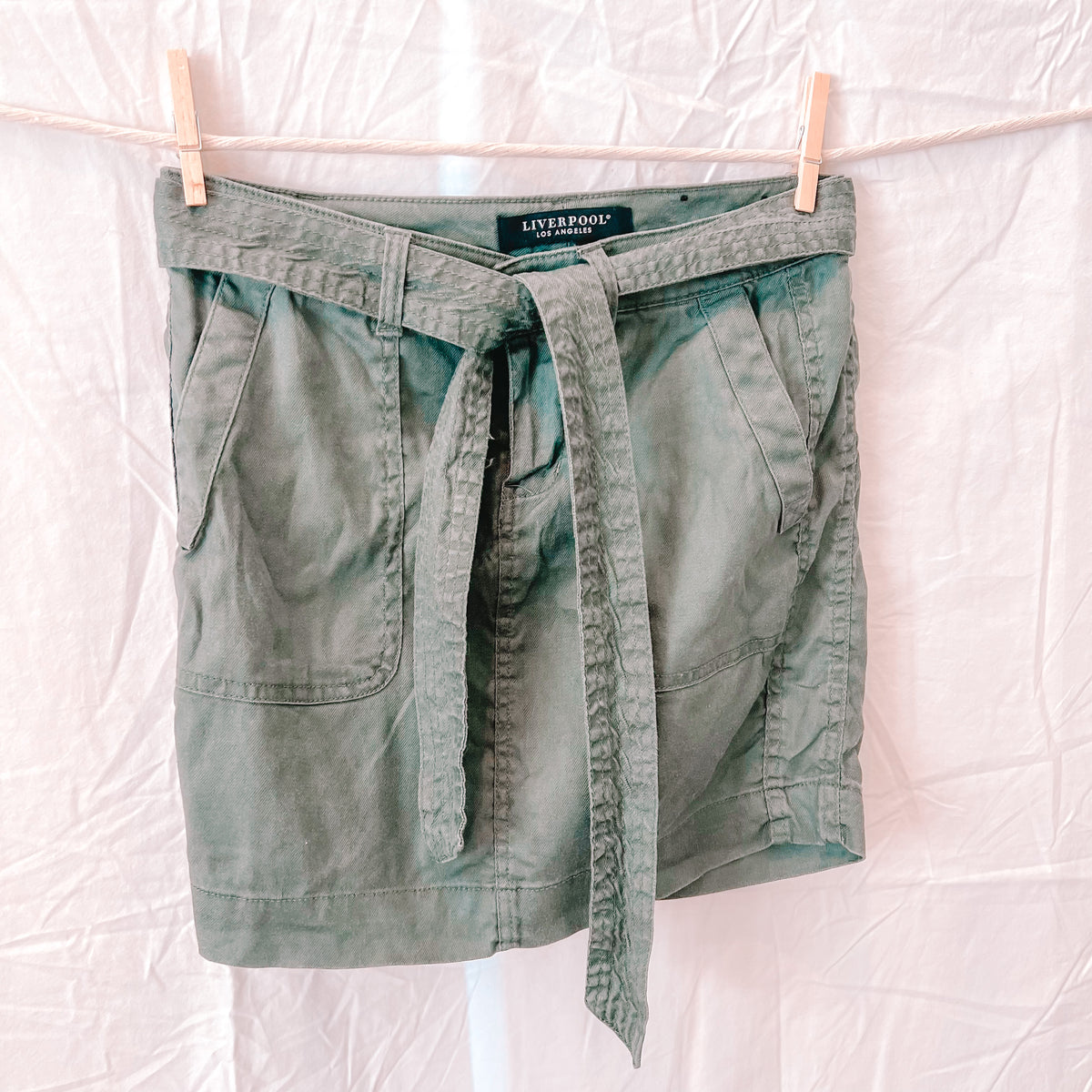 Tie Waist Utility Skirt