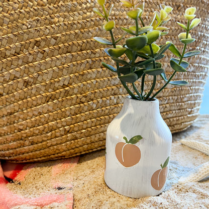 Faux Plants in Peach Vase
