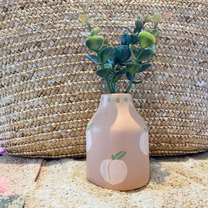Faux Plants in Peach Vase