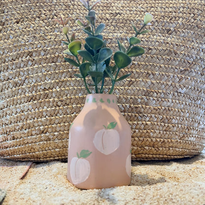 Faux Plants in Peach Vase