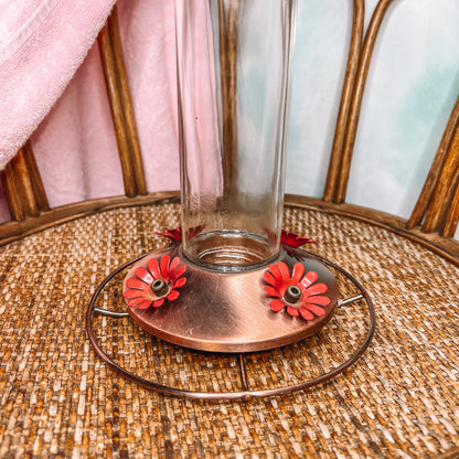Elegant Copper Glass Hummingbird Feeder